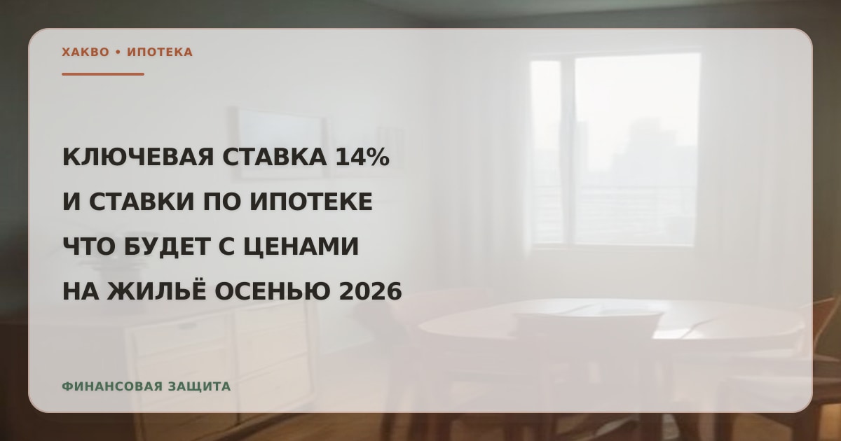 Влияние ключевой ставки 14% на ставки по ипотеке и цены на жилье в сентябре 2026 года
