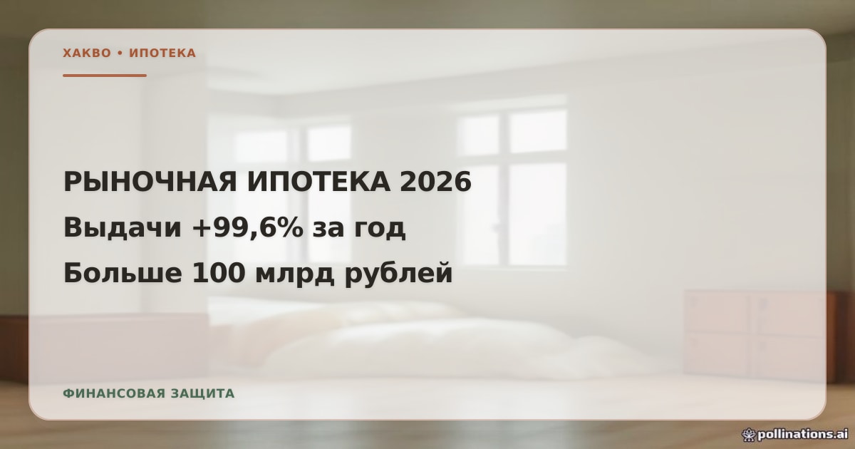 Рыночная ипотека 2026: выдачи выросли на 99,6% за год и превысили 100 млрд рублей в месяц, застройщики возвращают субсидированные ставки
